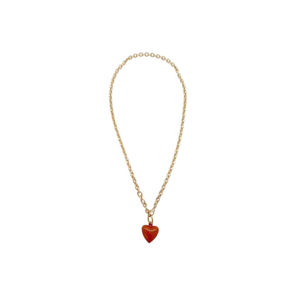 ROXANNE ASSOULIN The Mini Puffy Heart Necklace in Gold & Sienna